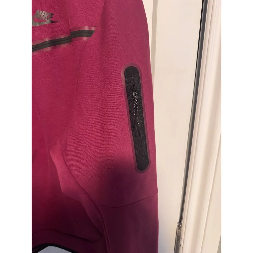 Nike Tech Fleece Full Zip Hoodie Burgundy Unisex XXL - Picture 7 of 10